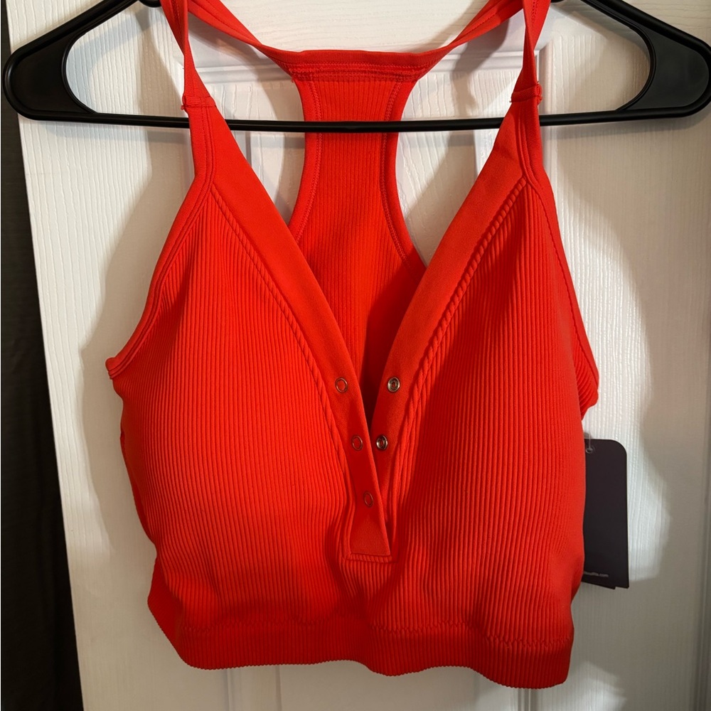Poppy Red Ribbed Top